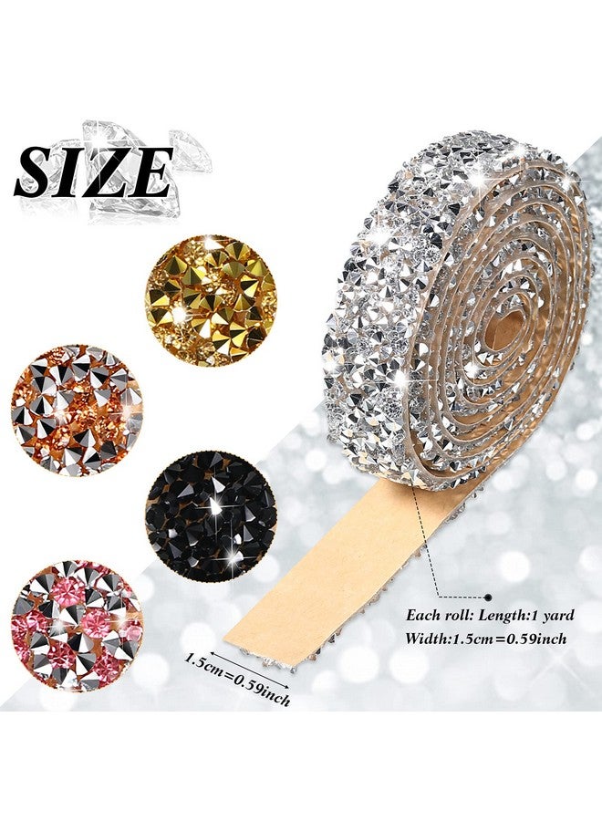 Xinnun 5 Rolls Shiny Rhinestone Ribbon Resin Diamond Ribbon Self Adhesive Crystal Rhinestone Diamond Ribbon Bling Ribbon For Arts Crafts Diy Party Decor(Mixed Colors Basic Style) - Image 2