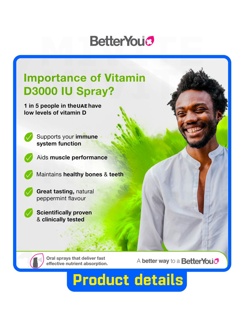 BetterYou D3000 Vitamin D Daily Oral Spray 15ml - Image 2