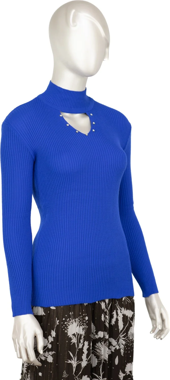 Oppland Women's Half Collar and Stone Long Sleeve Knitted Knitwear Sweater