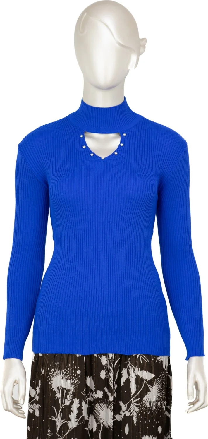Oppland Women's Half Collar and Stone Long Sleeve Knitted Knitwear Sweater