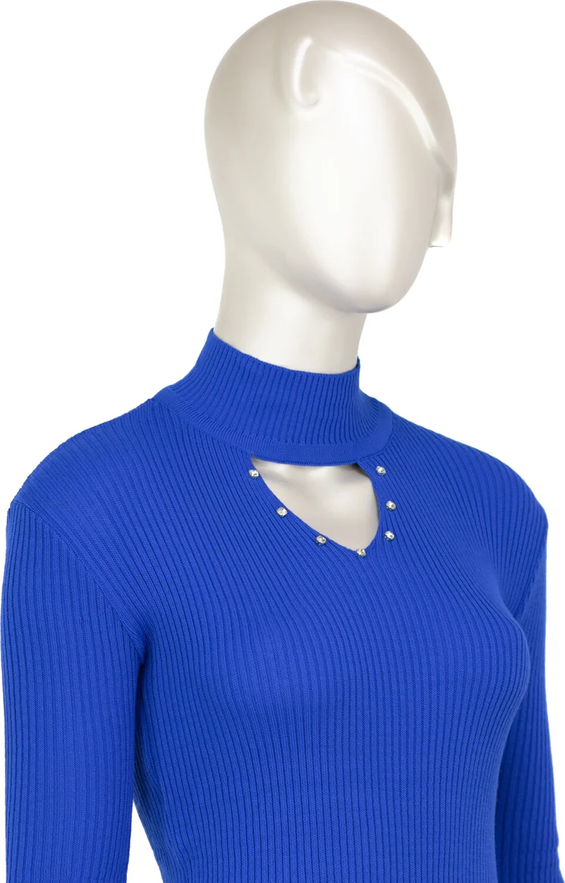 Oppland Women's Half Collar and Stone Long Sleeve Knitted Knitwear Sweater