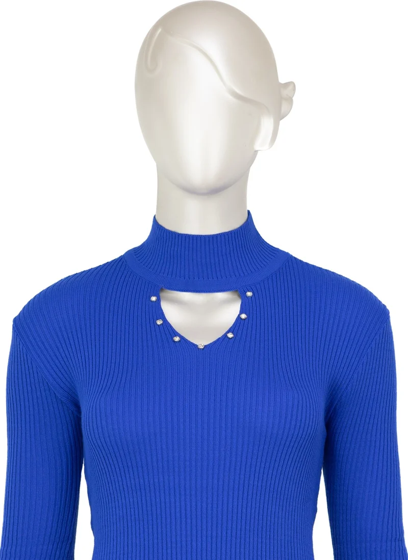 Oppland Women's Half Collar and Stone Long Sleeve Knitted Knitwear Sweater
