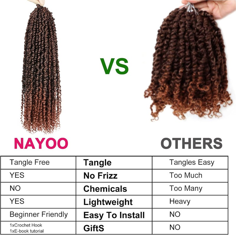 NAYOO Passion Twist Hair - 8 Packs 22 Inch Passion Twist Crochet Hair For Women, Crochet Pretwisted Curly Hair Passion Twists Synthetic Braiding Hair Extensions (22 Inch 8 Packs, T350) - Image 5