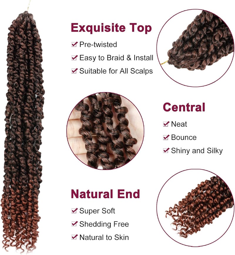 NAYOO Passion Twist Hair - 8 Packs 22 Inch Passion Twist Crochet Hair For Women, Crochet Pretwisted Curly Hair Passion Twists Synthetic Braiding Hair Extensions (22 Inch 8 Packs, T350) - Image 3