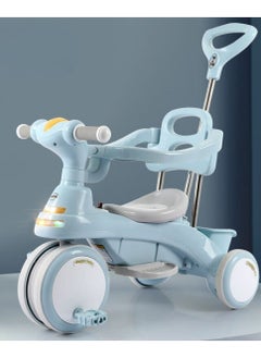 Ominii Children's Tricycle - Multifunctional 4-in-1 Baby Pedal Trike with Canopy, Adjustable Footrests, Parent Push Handle, LED Lights, and Storage Basket, Suitable for Ages 1-6  - Image 4