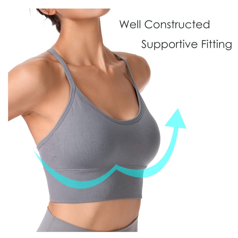 Evercute Racerback Sports Bras Padded Y Racer Back Cropped Bras for Yoga Workout Fitness Low Impact - Image 4