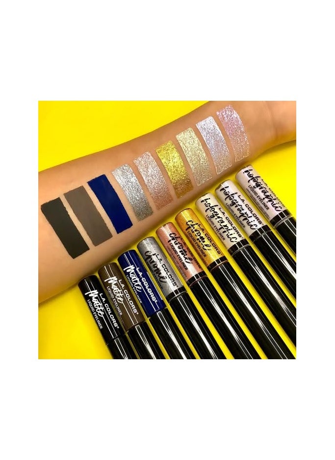 LA Colors L.A. Colors Liquid Eyeliner Matte, Chrome and Holographic Chrome Foiled 5ml  - Image 3