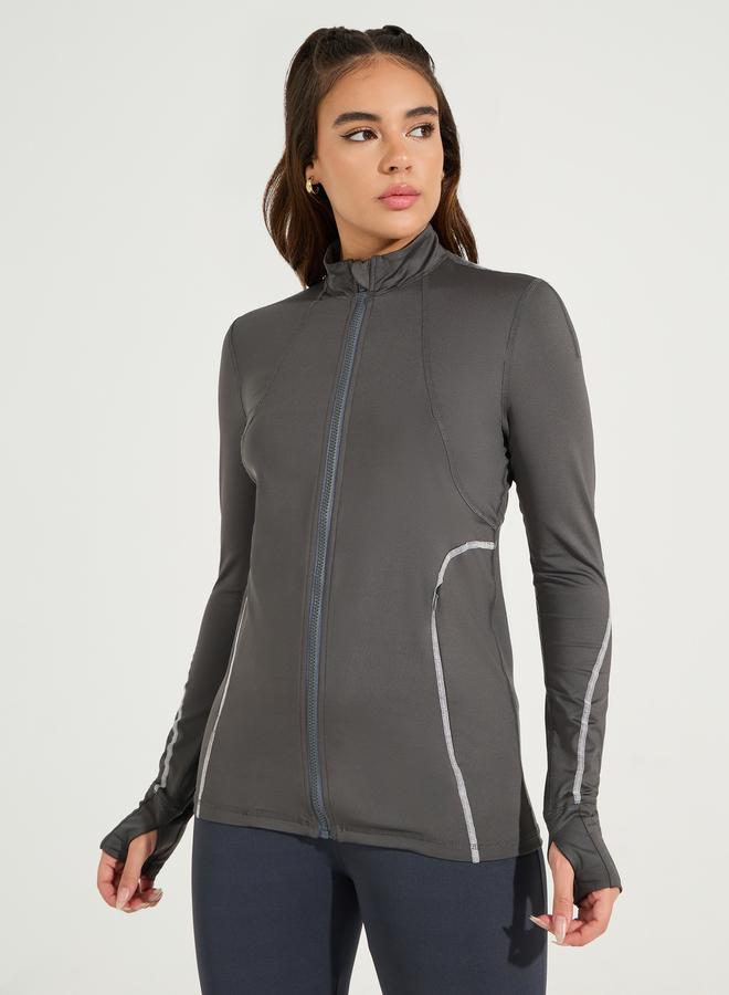Styli Tonal & Contrast Stitch Jacket with Zip Pockets  - Image 1