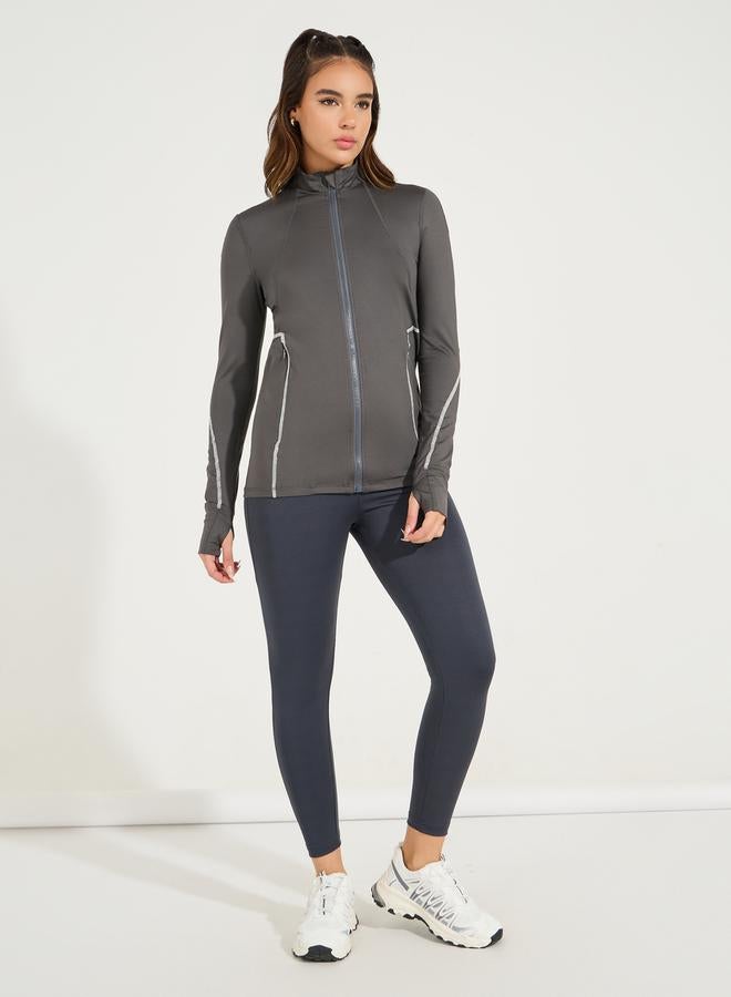 Styli Tonal & Contrast Stitch Jacket with Zip Pockets  - Image 2