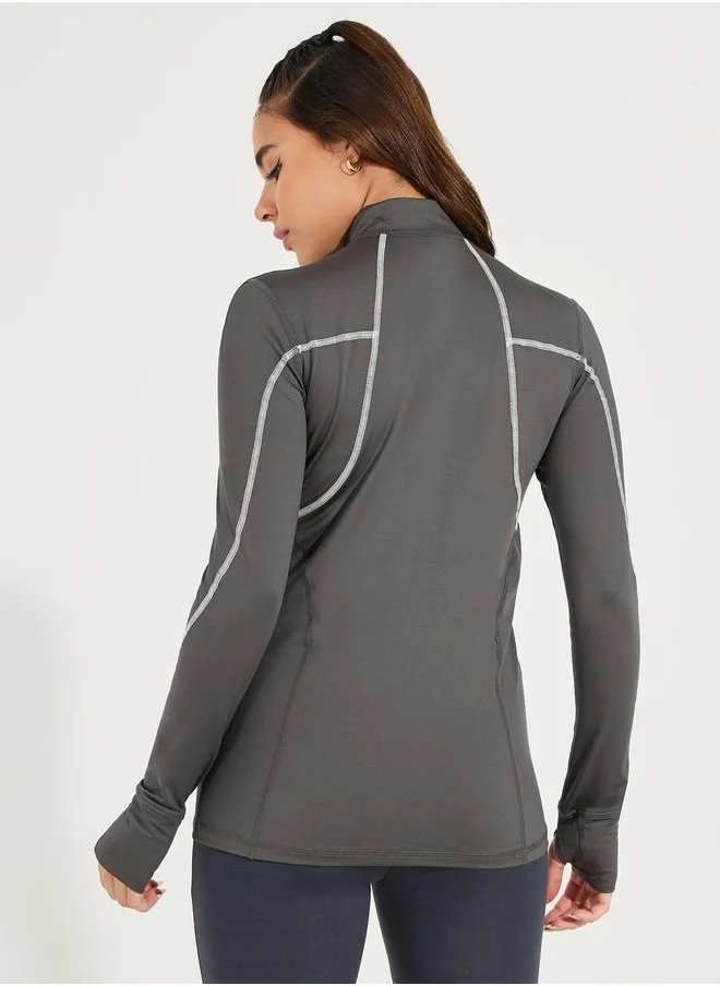 Styli Tonal & Contrast Stitch Jacket with Zip Pockets