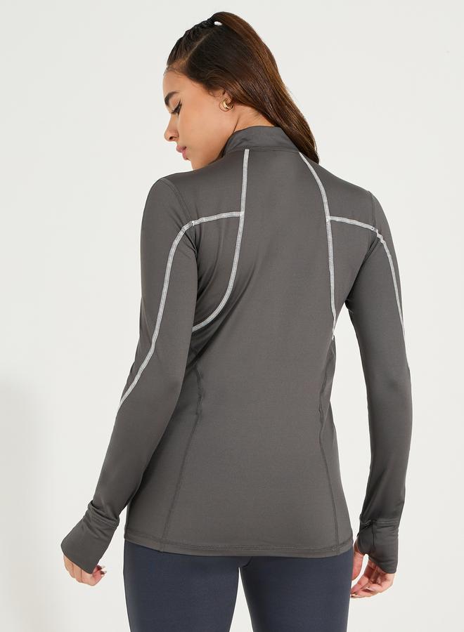 Styli Tonal & Contrast Stitch Jacket with Zip Pockets  - Image 4