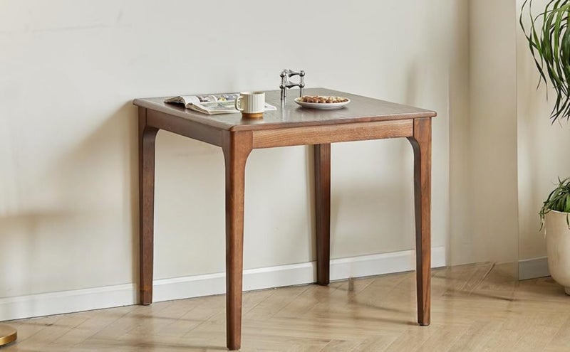 Runam Woods Mid-Century Solid Wood Small Luxury Dining Table for Kitchen Dining Room Bedroom Living Room Four Seater Dinning Table, Hotel and Cafe Dining Table. (Dark Brown, Square-71 x 71cm) - Image 1