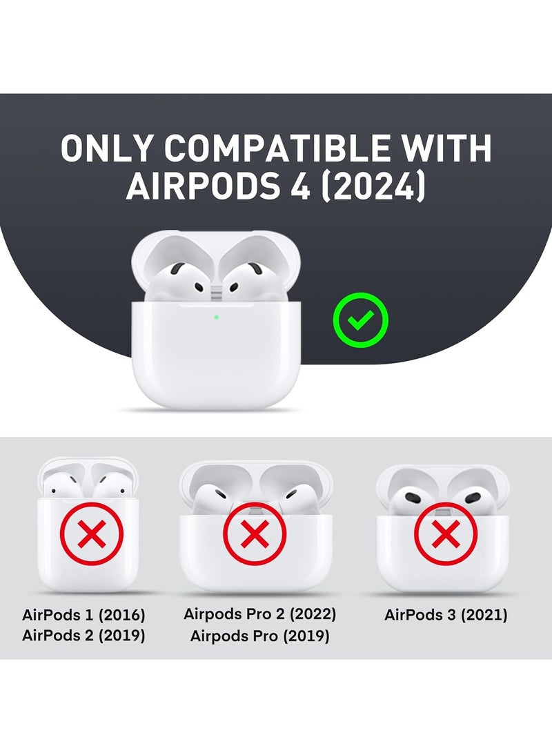 Carbon grain surface Cover Case Compatible With Airpods 4 Lock Clip,Protective anti-fall Skin-- Black - Image 2