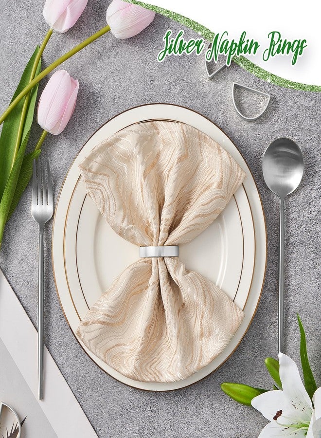 APTWOW Silver Napkin Rings Set of 12, Semicircle Metal Silver Napkin Holder Buckles, Fall Thanksgiving Christmas Napkin Rings for Dinner Table Decor, Wedding, Banquet, Party - Image 5