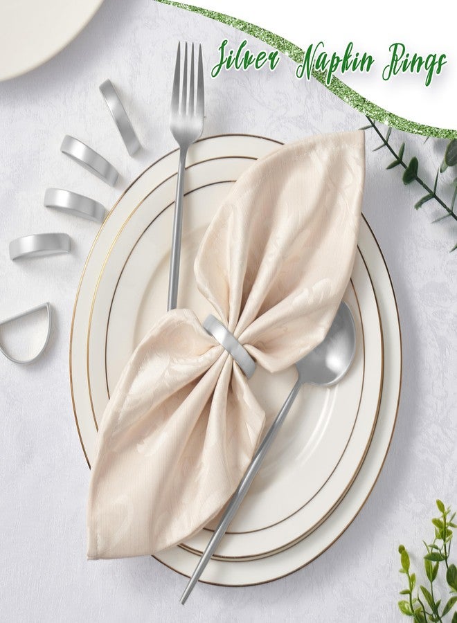 APTWOW Silver Napkin Rings Set of 12, Semicircle Metal Silver Napkin Holder Buckles, Fall Thanksgiving Christmas Napkin Rings for Dinner Table Decor, Wedding, Banquet, Party - Image 3