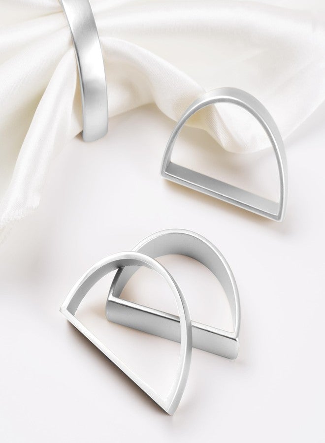 APTWOW Silver Napkin Rings Set of 12, Semicircle Metal Silver Napkin Holder Buckles, Fall Thanksgiving Christmas Napkin Rings for Dinner Table Decor, Wedding, Banquet, Party - Image 2