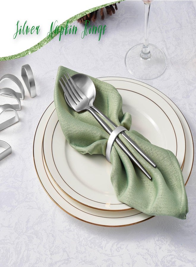 APTWOW Silver Napkin Rings Set of 12, Semicircle Metal Silver Napkin Holder Buckles, Fall Thanksgiving Christmas Napkin Rings for Dinner Table Decor, Wedding, Banquet, Party - Image 4