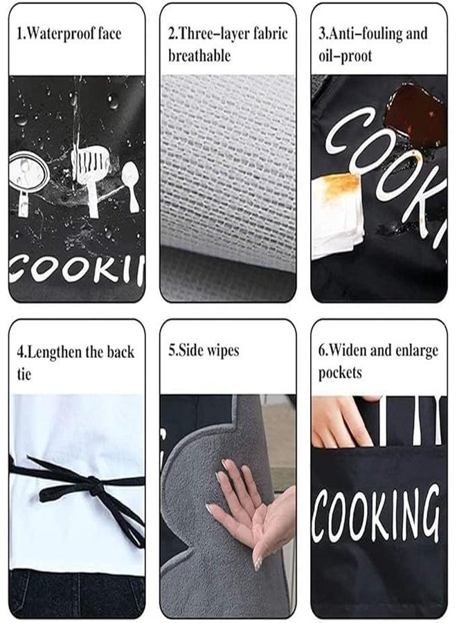 MBKOH Unisex kitchen Waterproof Apron for Women Men with Pockets and Side Coral Velvet for Wiping Hands Towel Grill Cooking BBQ Kitchen Chef Apron Kitchen Accessories items for Home Cooking - Image 4