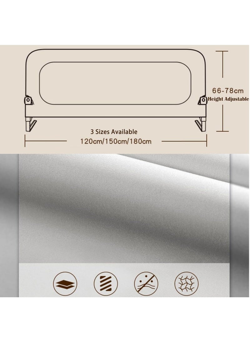 Bed Rail for Toddlers Bed Guard Fence Baby Bedrail Guard Adjustable Swing Down Bed Rail Collapsible Safety Bed Barrier for Kids (White)  - Image 2
