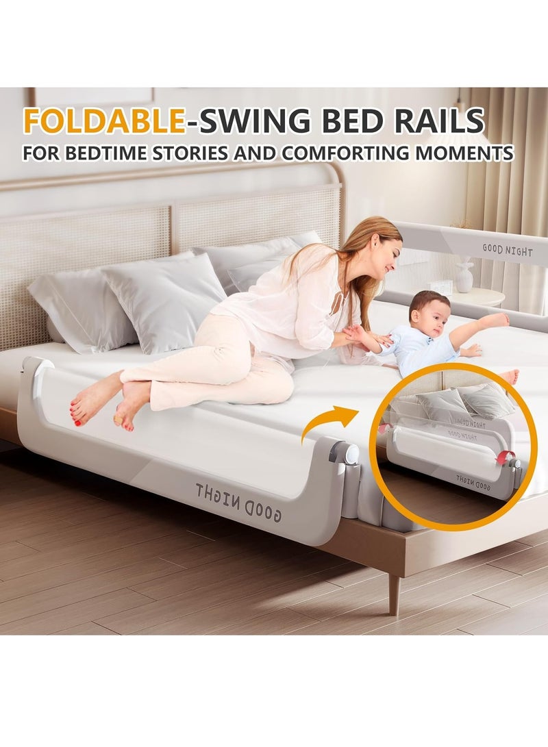 Bed Rail for Toddlers Bed Guard Fence Baby Bedrail Guard Adjustable Swing Down Bed Rail Collapsible Safety Bed Barrier for Kids (White)  - Image 3