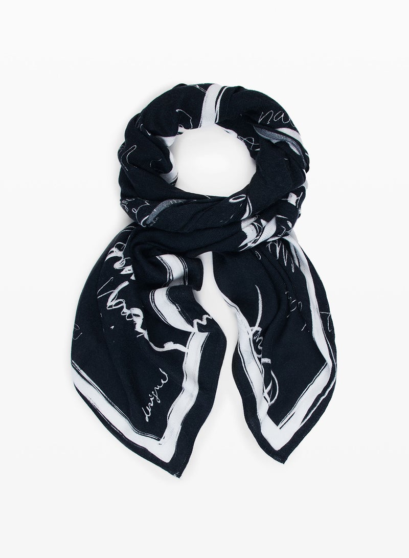 DESIGUAL Rectangular Foulard With A Lettering-Style Print - Image 3