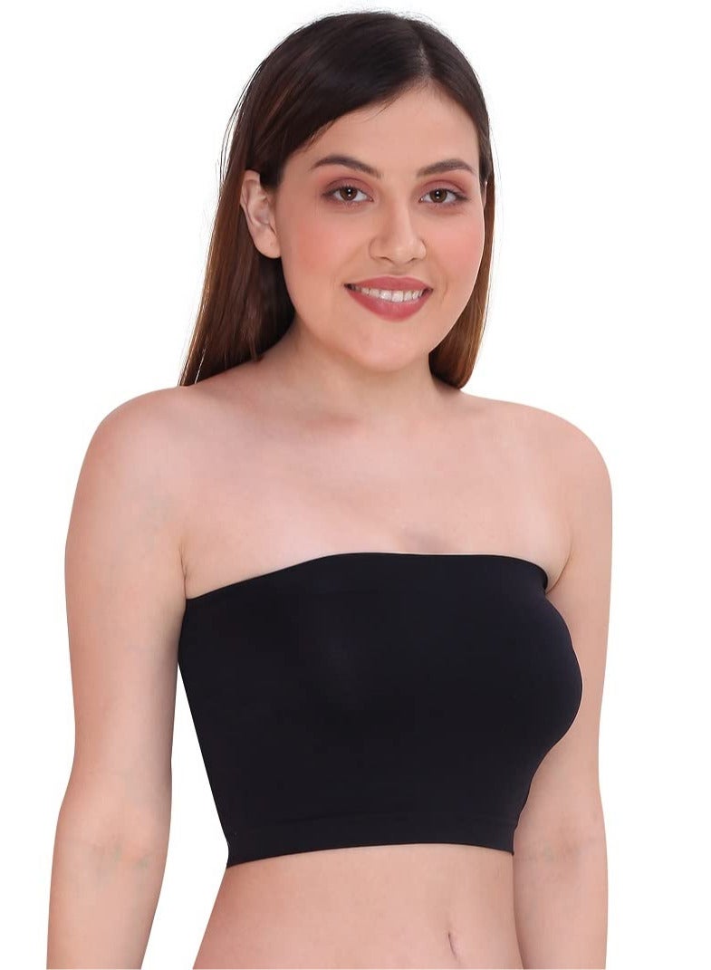 Glamroot Non Padded Strapless Tube Bra For Women, Free Size (Pack Of 3) Black/White/Beige - Image 4