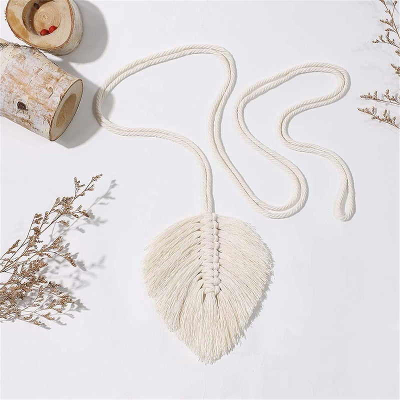 MAKNGRID (843104A) Curtain Holdback Tassels for Light Curtains or Screens Decorative Curtain Hand-Knitted Cord Tiebacks for Baby Nursery Room Girls Bedroom Window Drapes Wedding Birthday Party (White) - Image 3