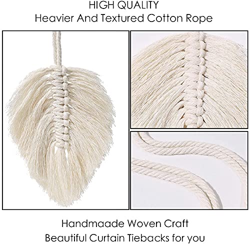 MAKNGRID (843104A) Curtain Holdback Tassels for Light Curtains or Screens Decorative Curtain Hand-Knitted Cord Tiebacks for Baby Nursery Room Girls Bedroom Window Drapes Wedding Birthday Party (White) - Image 4