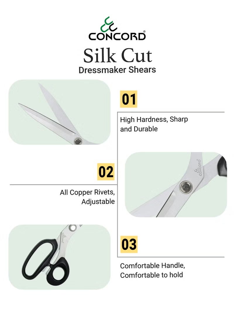 CONCORD - Tailor Scissors, 10 inch | Silk Cut Dressmaker Shears | Matte Finish Stainless Steel | Tailoring Sewing Shear - Image 5