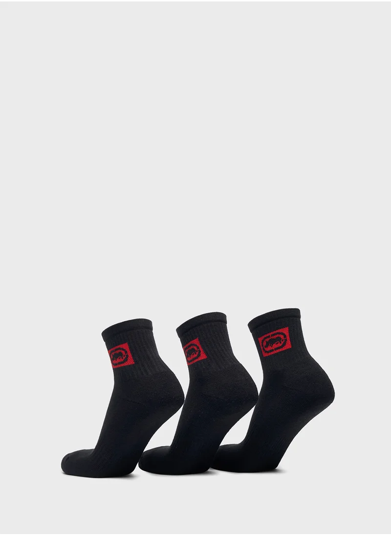 إيكو يو إن إل تي دي. Set of 3 - Ecko Logo Detail Ankle Length Socks