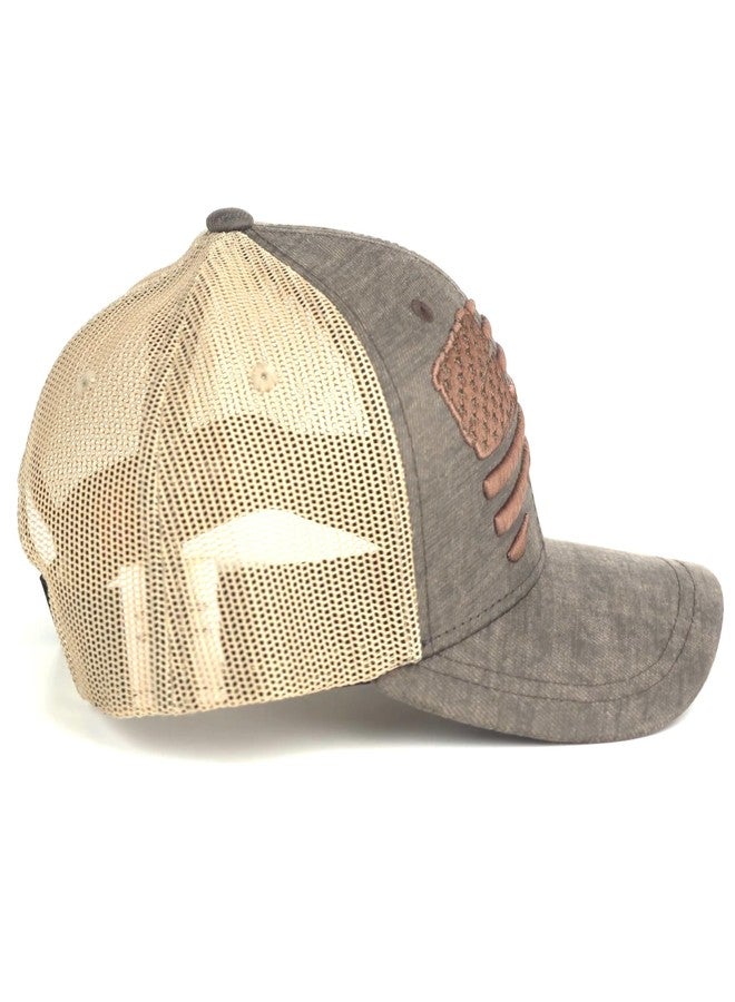 Ariat Youth Semi Curved Bill Cap with Distressed Flag, Brown - Image 3