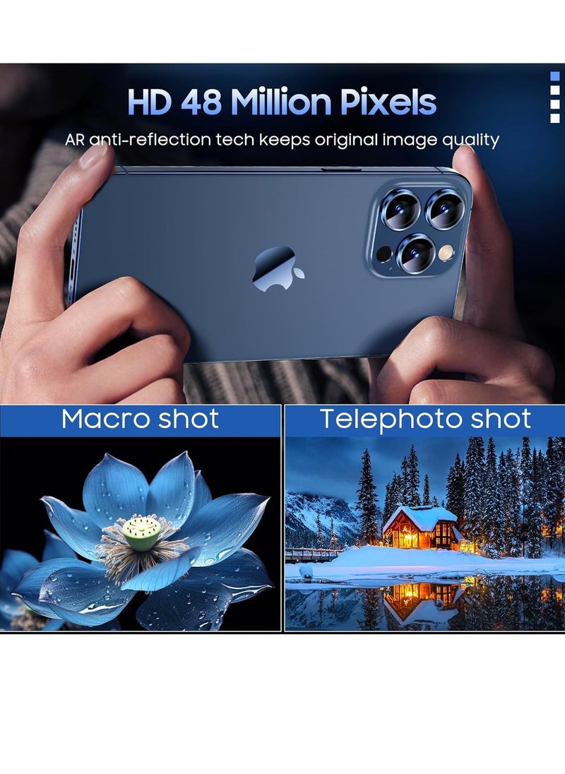 Raxoom Compatible with iPhone 15 Pro/iPhone 15 Pro Max Camera Lens Protector, [Not Easy to Break][Strong Adsorption][Case-Friendly] Metal Tempered Glass Rear Camera Screen Cover - Blue Titanium - Image 3