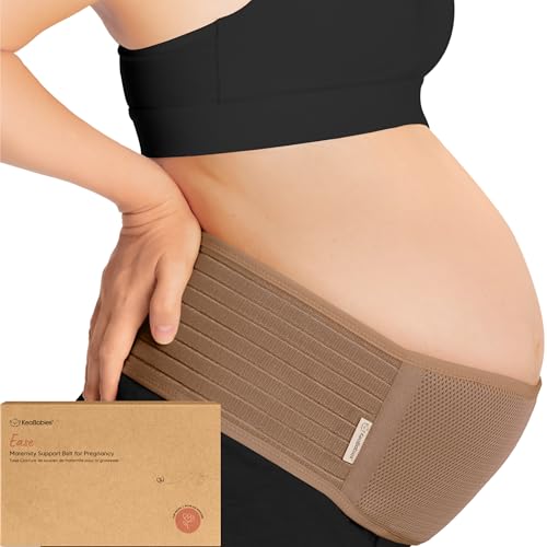 KeaBabies Maternity Belly Bands for Pregnant Women Soft Breathable Pregnancy Belly Support Band Adjustable Maternity Belt for Back Pelvic Support Comfortable Easy to Use Warm Tan ML
