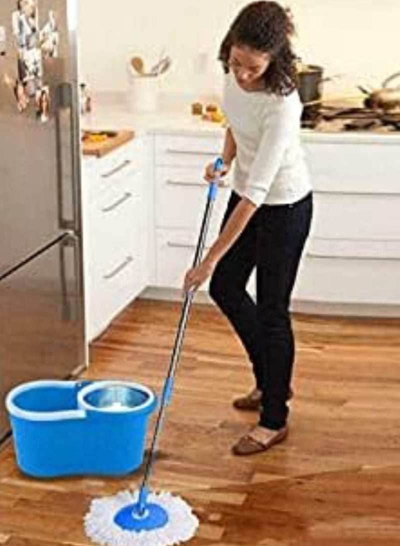 Spin Mop Stainless Steel With Bucket Blue/White 3 Cleaning Dry Heads 20 x 15 x 20 cm - Image 4