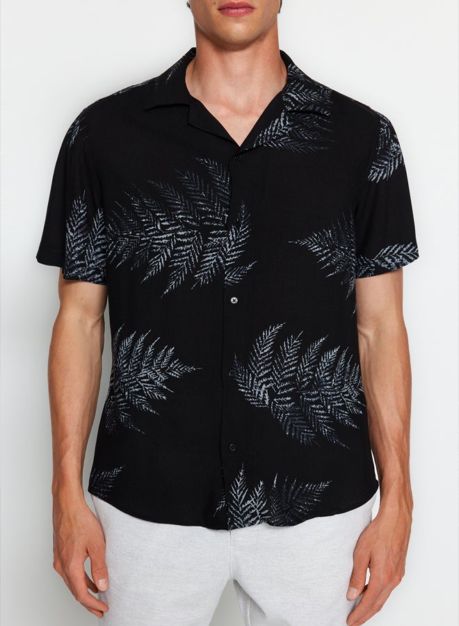 trendyol Black Regular Fit Open Collar Short Sleeve Casual Shirt - Image 3