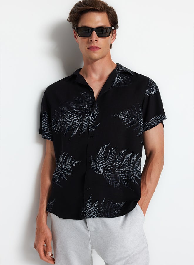 trendyol Black Regular Fit Open Collar Short Sleeve Casual Shirt - Image 2