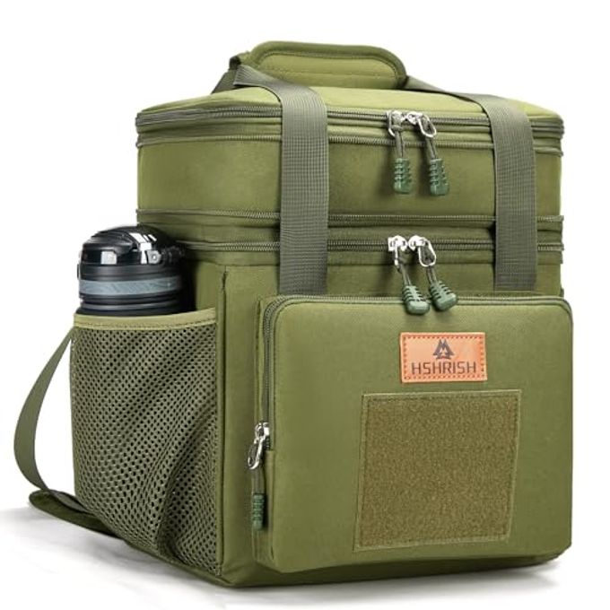 HSHRISH Tactical Lunch Box, Large Expandable Insulated Lunch Bag, Durable Leakproof Cooler Bag for Men/Women/Adults/Work Office Outdoor Picnic Trip,15 L, Army Green, HSHRISH - Image 4
