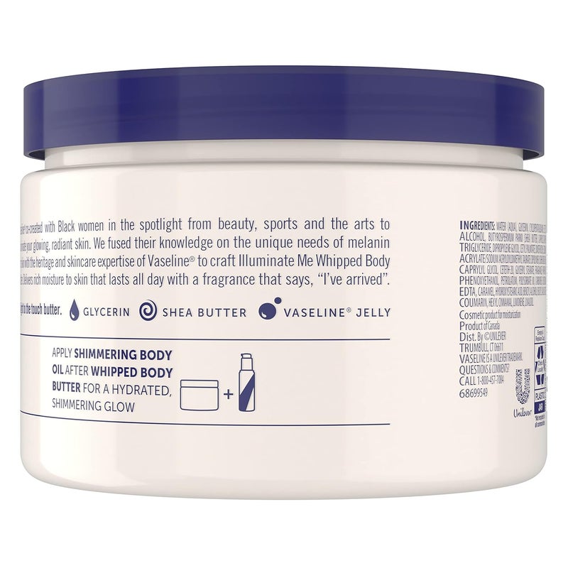 Vaseline Illuminate Me Shea Butter Whipped Body Butter for Melanin Rich Skin Provides 24 Hour Moisturization for Dry Skin 11 oz - Image 2
