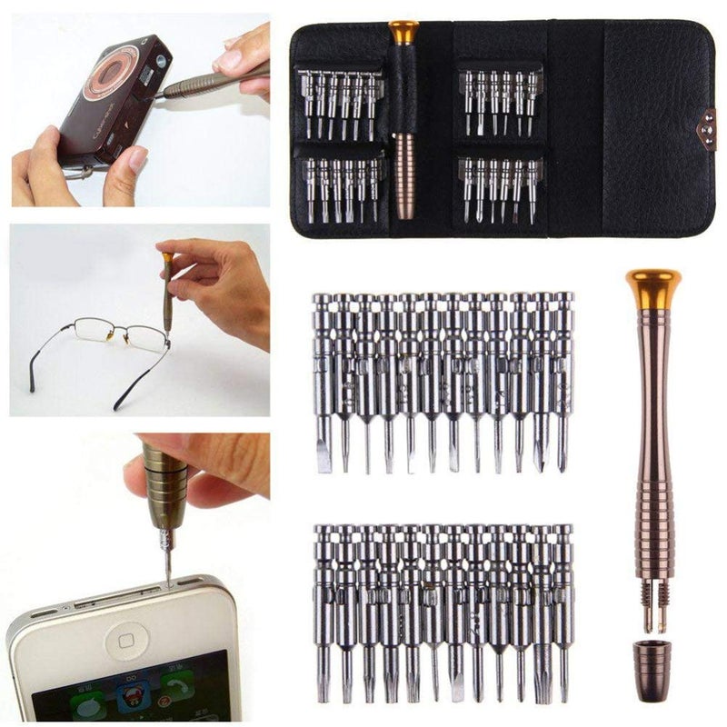 WOWSOME WOWSOME Mobile Repairing Tools 24 Bit With 1 handle 1Tweezers and 5 Plastic Openers 1 steel opener Repair Tool Kits for Mobile Phone PC Laptop Tablet Watch - Image 5