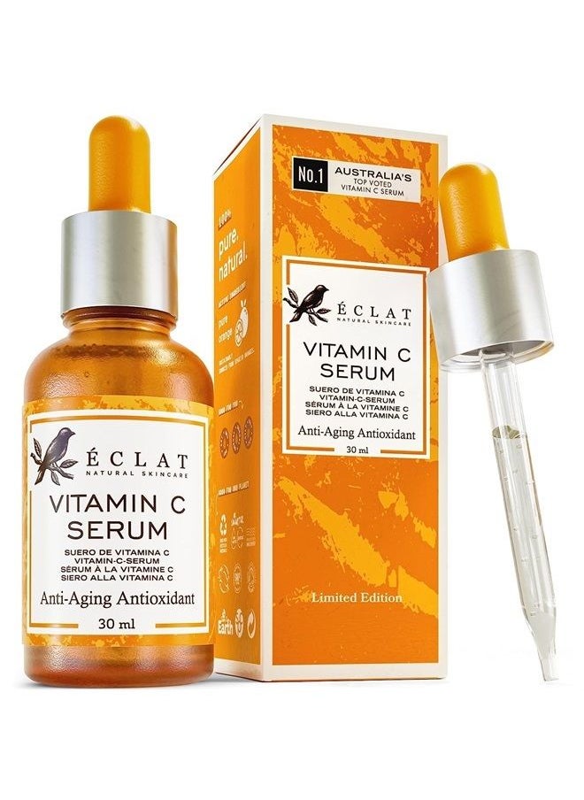 Eclat Skincare - Vitamin C Face Serum - Hyaluronic Acid, Retinol, & Vit E - Anti Aging Facial Brightening Serum for Skin Care - Timeless Pure Vitamin C Serum for Face Dark Spots, Vit C Serum Oil, Face Serum for Women - Image 1
