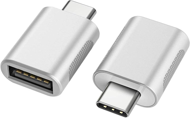 نوندا محول USB C إلى USB (عبوة من 2)، محول USB-C إلى USB 3.0، USB Type-C إلى USB، محول Thunderbolt 3 إلى USB أنثى OTG لـ MacBook Pro 2019، MacBook Air 2020، iPad Pro 2020، والمزيد من أجهزة Type-C (فضي) - Image 1