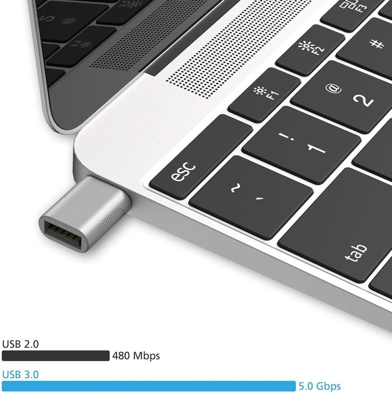 نوندا محول USB C إلى USB (عبوة من 2)، محول USB-C إلى USB 3.0، USB Type-C إلى USB، محول Thunderbolt 3 إلى USB أنثى OTG لـ MacBook Pro 2019، MacBook Air 2020، iPad Pro 2020، والمزيد من أجهزة Type-C (فضي) - Image 3
