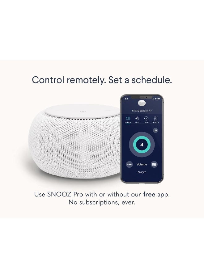 SNOOZ Pro - Smart White Noise Machine & Travel Case - Real Fan Inside, Non-Looping White Noise, Adjustable Tone & Volume - App-Based Remote Control & Sleep Timer (Cotton)  - Image 4