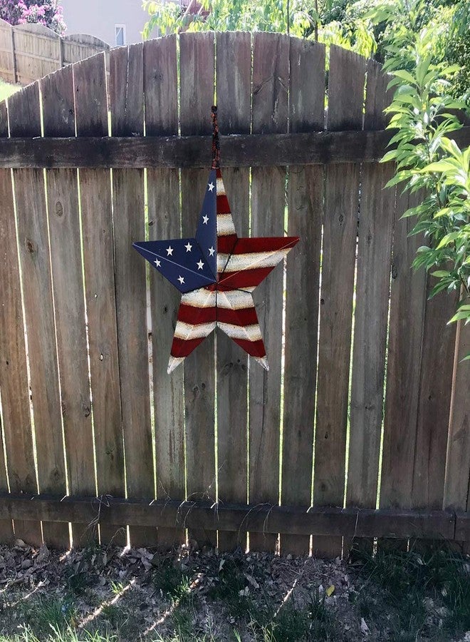 Attraction Design Patriotic Metal Barn Star Wall Decor, 16.5inch Hanging Country Rustic Metal Star for July 4th Decoration - Image 3