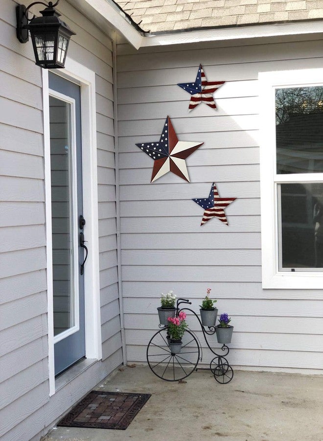 Attraction Design Patriotic Metal Barn Star Wall Decor, 16.5inch Hanging Country Rustic Metal Star for July 4th Decoration - Image 5
