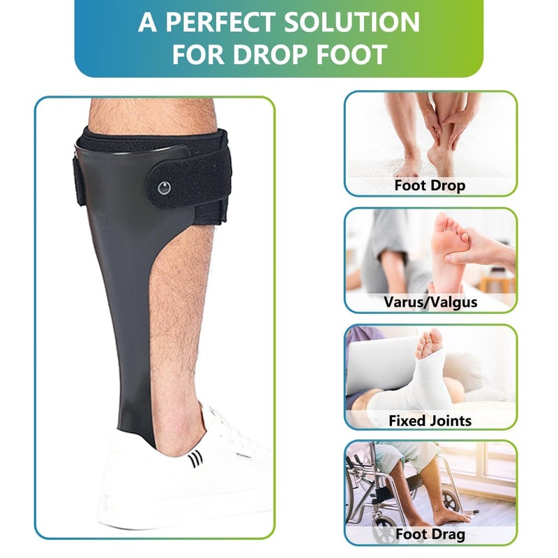 Komzer AFO Drop Foot Brace, Medical Ankle Foot Orthosis, Lightweight Foot Support Stabilizer, Drop Foot Postural Correction Brace for Men and Women (L-Left) - Image 2
