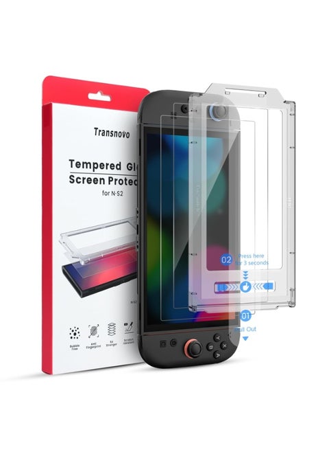 Screen Protector Compatible with Nintendo Switch 2 2025 [9H Hardness] Tempered Glass Easy to Install Auto-Alignment, Bubble-Free, Anti-Scratch, HD Clear Skin Accessories [2-Pack]