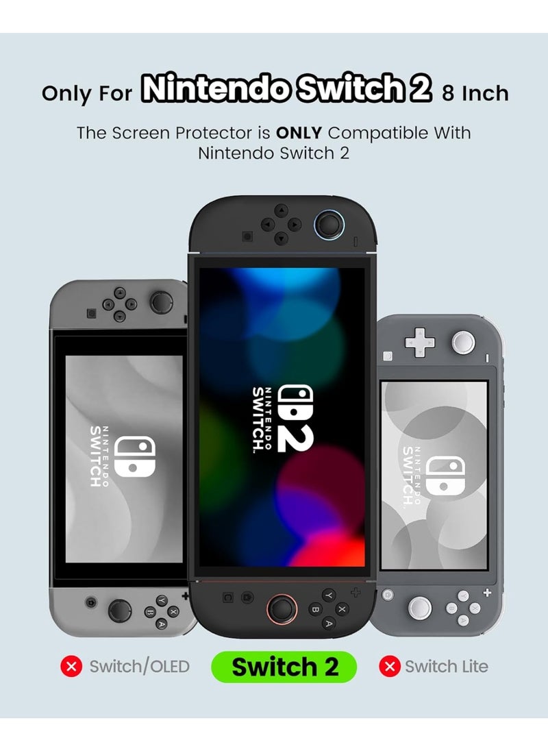Screen Protector Compatible with Nintendo Switch 2 2025 [9H Hardness] Tempered Glass Easy to Install Auto-Alignment, Bubble-Free, Anti-Scratch, HD Clear Skin Accessories [2-Pack]