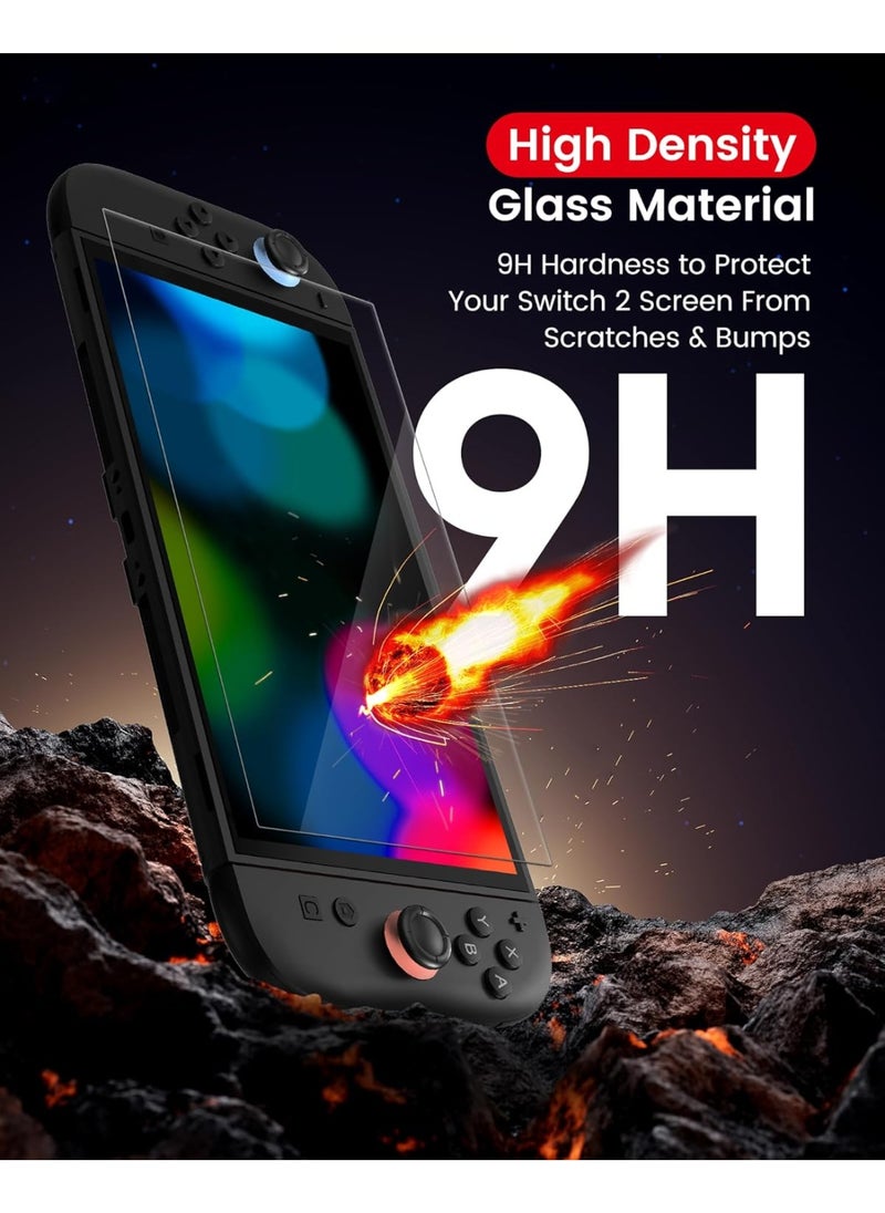 Screen Protector Compatible with Nintendo Switch 2 2025 [9H Hardness] Tempered Glass Easy to Install Auto-Alignment, Bubble-Free, Anti-Scratch, HD Clear Skin Accessories [2-Pack]