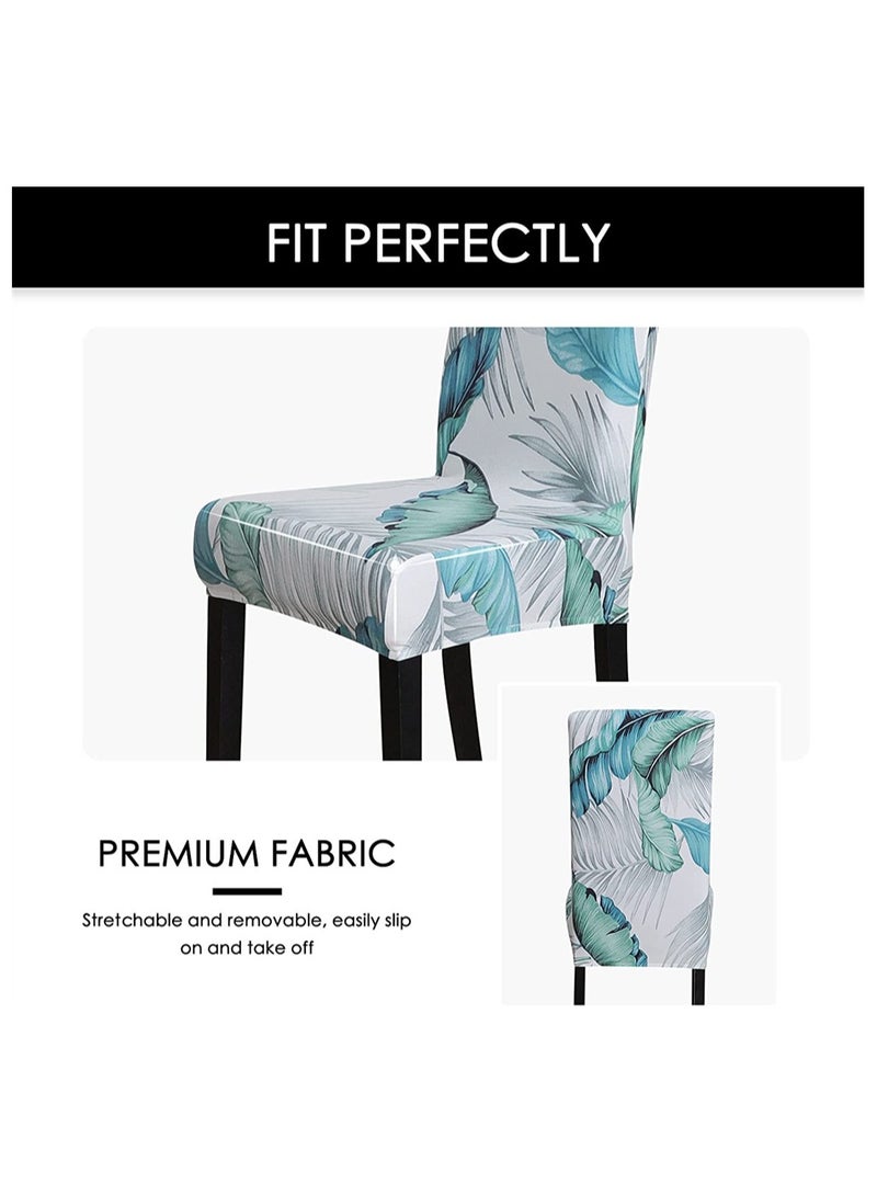 KASTWAVE Dining Room Chair Covers Slipcovers Set of 4, Spandex Super Fit Stretch Removable Washable Kitchen Parsons Chair Covers Protector for Dining Room, Hotel, Ceremony (Printed Leaf Pattern) - Image 3